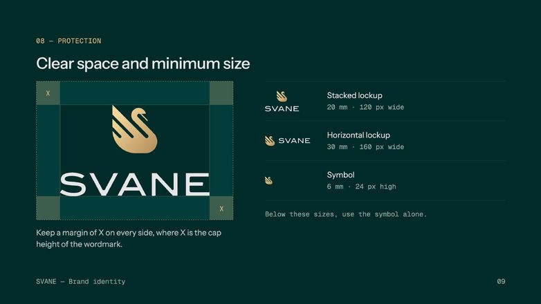 SVANE — clear space and minimum size