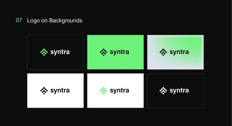 Syntra logo presentation — logo on backgrounds